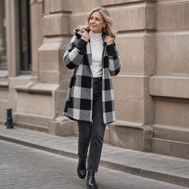 Plaidelle – OverStorlekd Kofta w Kratę z Kapturem