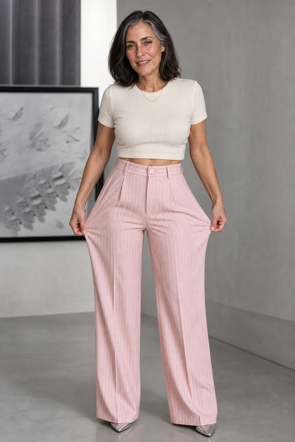 Longline – Byxor w band w stilu high-waist z vida ben