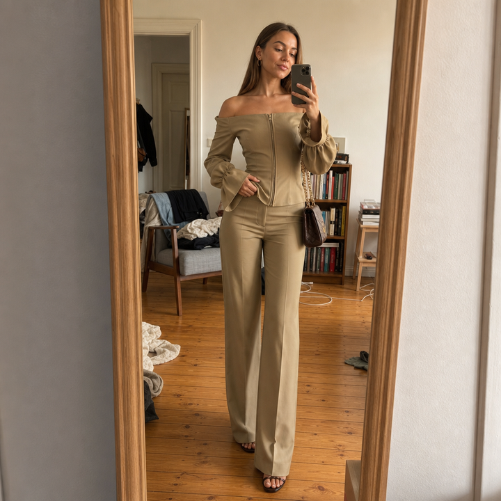 Wearbella – Blus z Odkrytymi Ramionami i Byxor z Vida ben