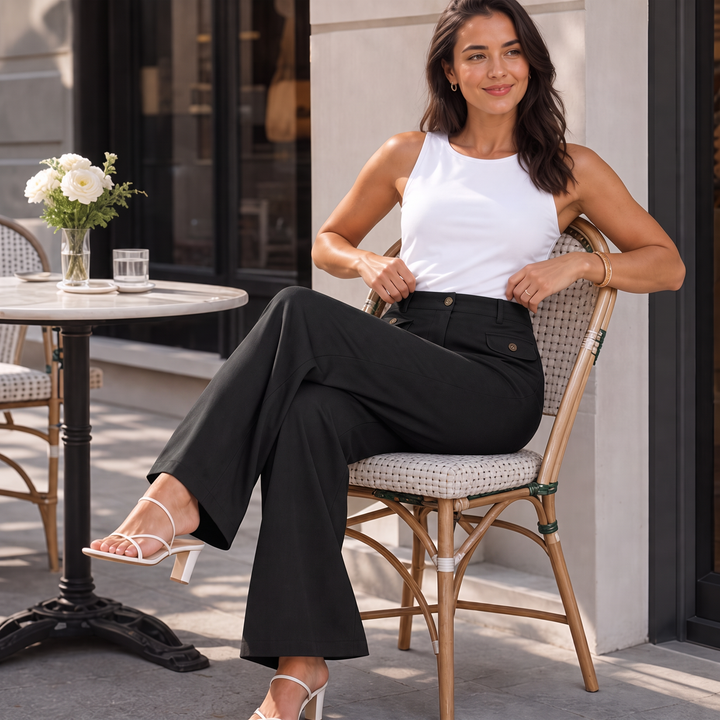 Wearbella – Byxor med hög midja i vida ben