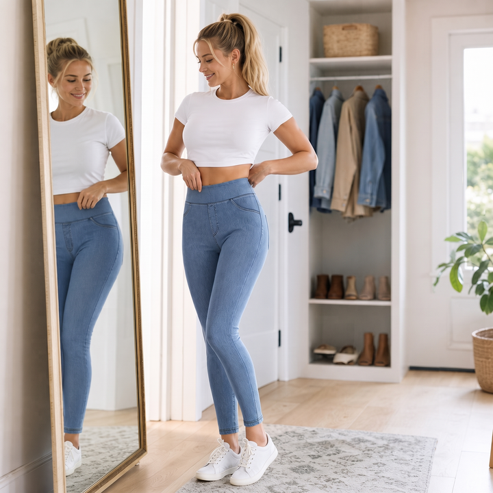 Slimwaist – Jeansy o hög stanie i zwężanych nogawkach