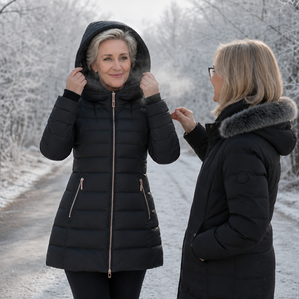 Veluna – Vinter kappa z kapturem o średniej längd, wyłożony pluszem