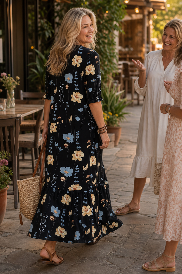 Wearbella – Klänning maxi z kwiatowym wzorem i kołnierzem