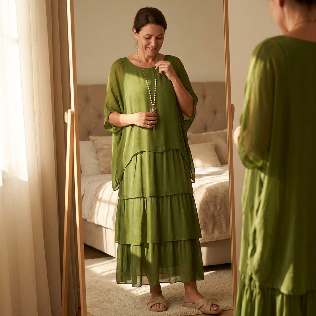 Velara – Dam Maxi Klänning z Warstwowego Chiffonu