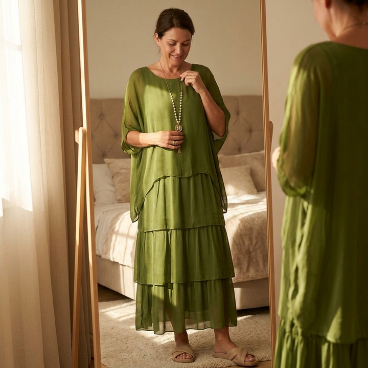 Velara – Dam Maxi Klänning z Warstwowego Chiffonu