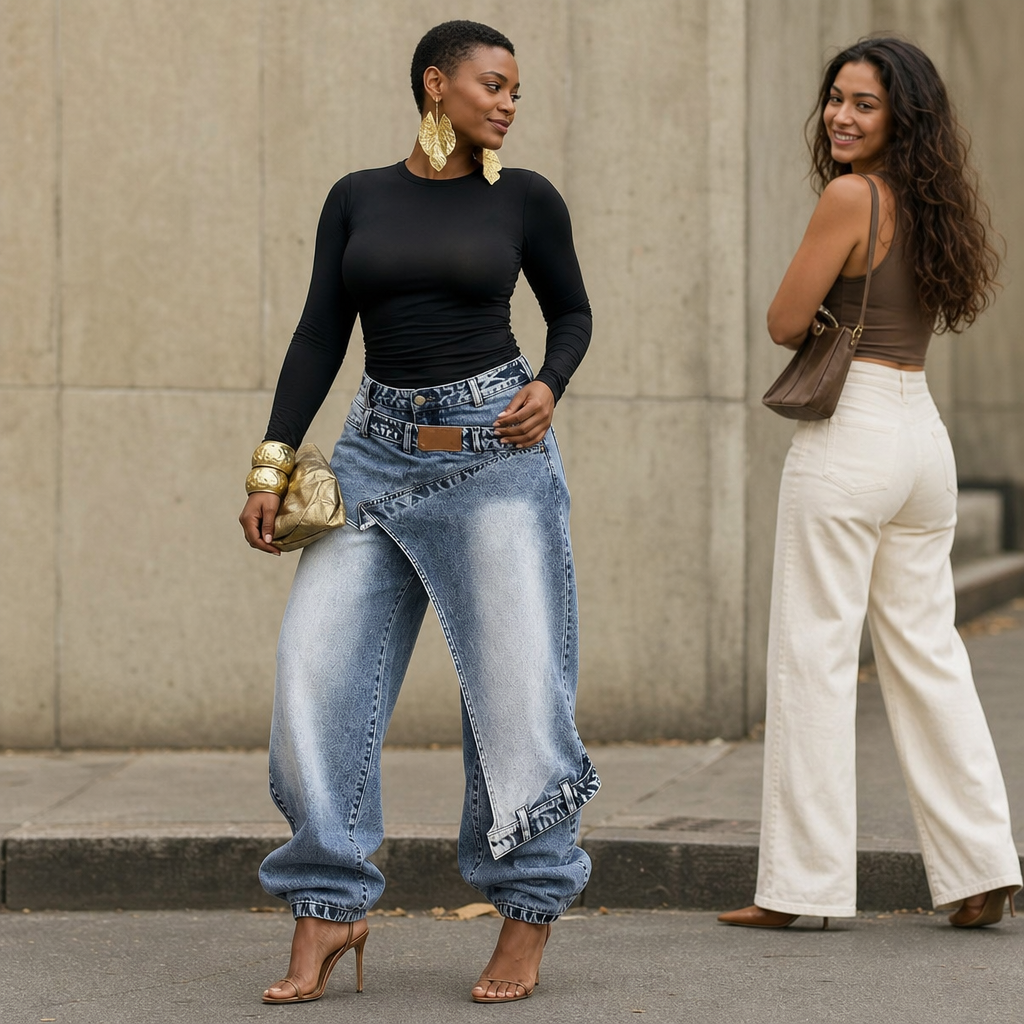 Wearlyn – Asymetryczne jeans z vida ben i wiązaniem w midja