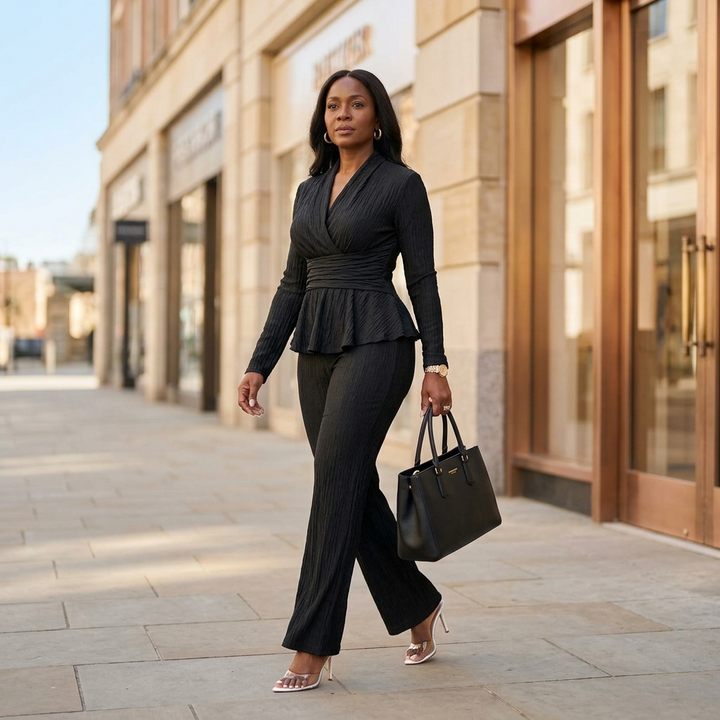 Vivara – Set dam z plisowanym peplum i wcięciem w midja