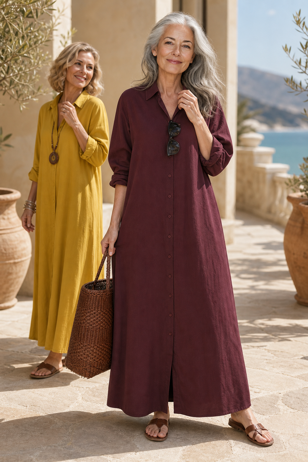 Wearbella – OverStorlekd Bawełnowo-Lnianą Klänning Maxi