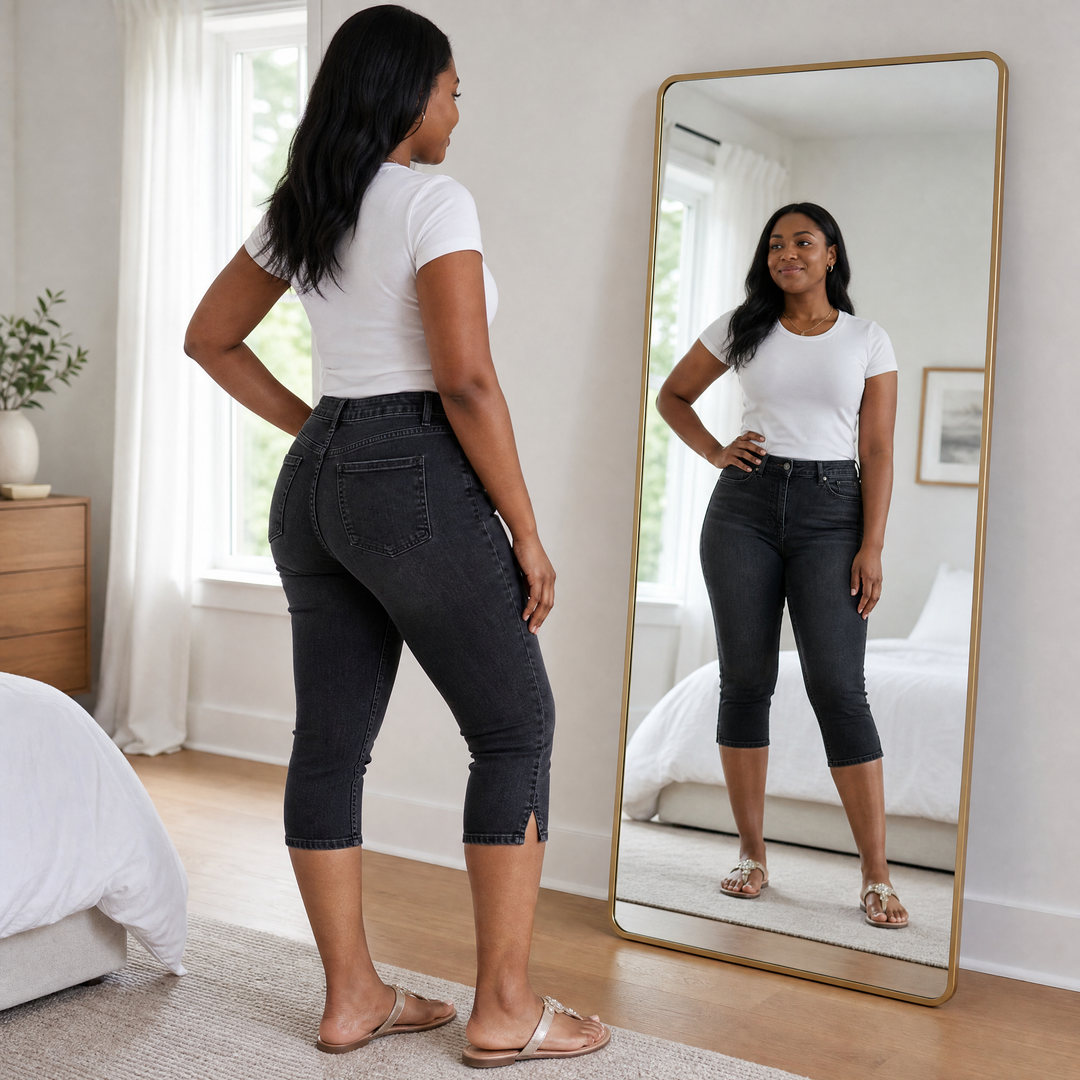 Curvella – Bekväma, wysokie denim capri