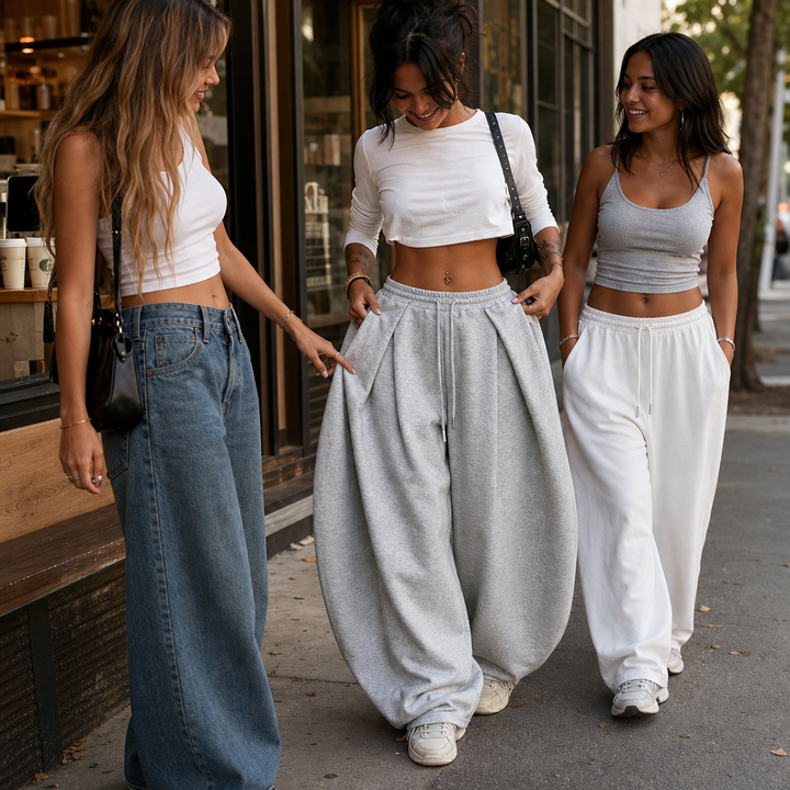 Wearbella – Byxor dresowe med hög midja i vida ben