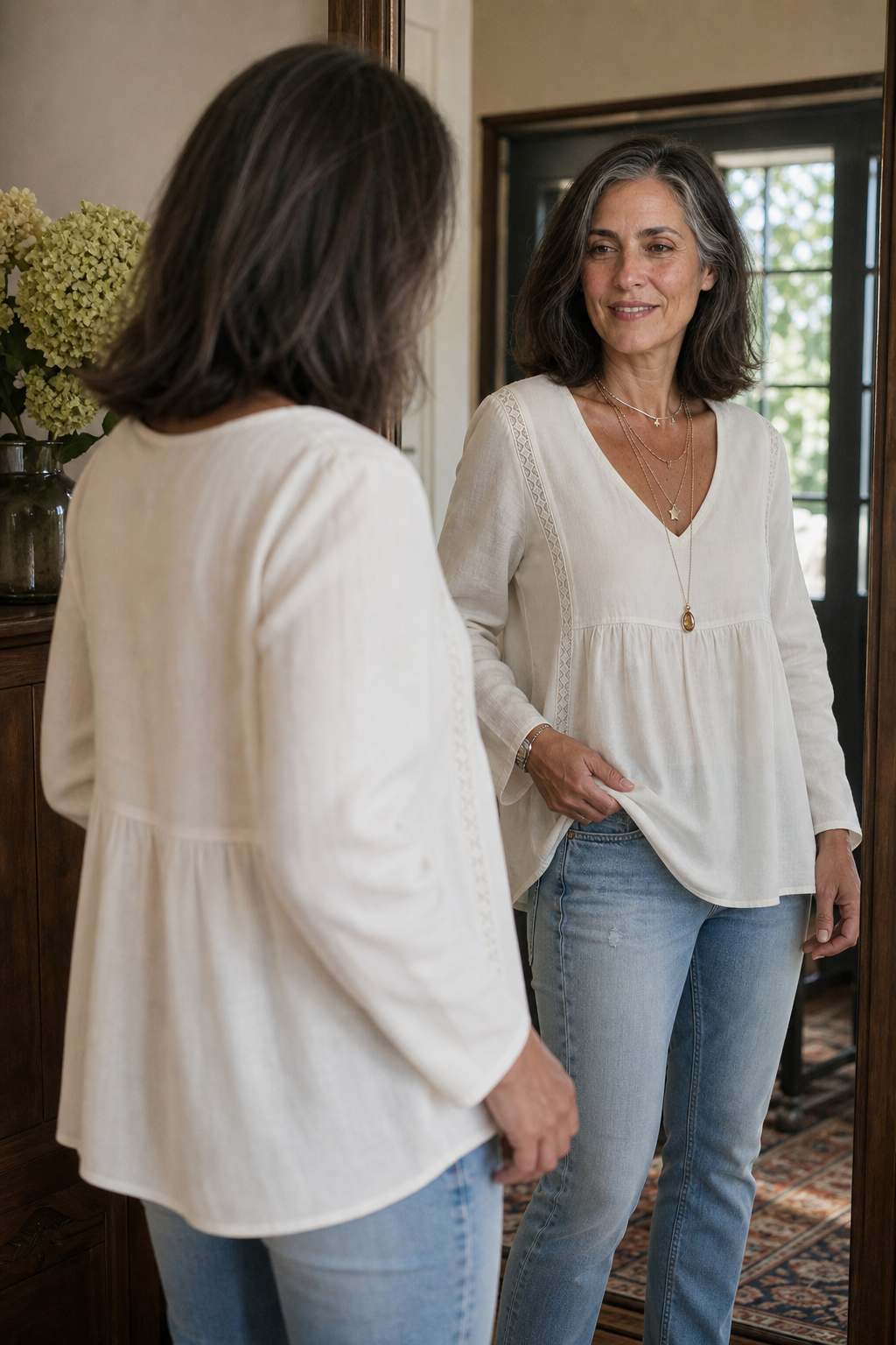Wearbella – Blus med lång ärm w stilu koronkowym z urringning w v-ringning