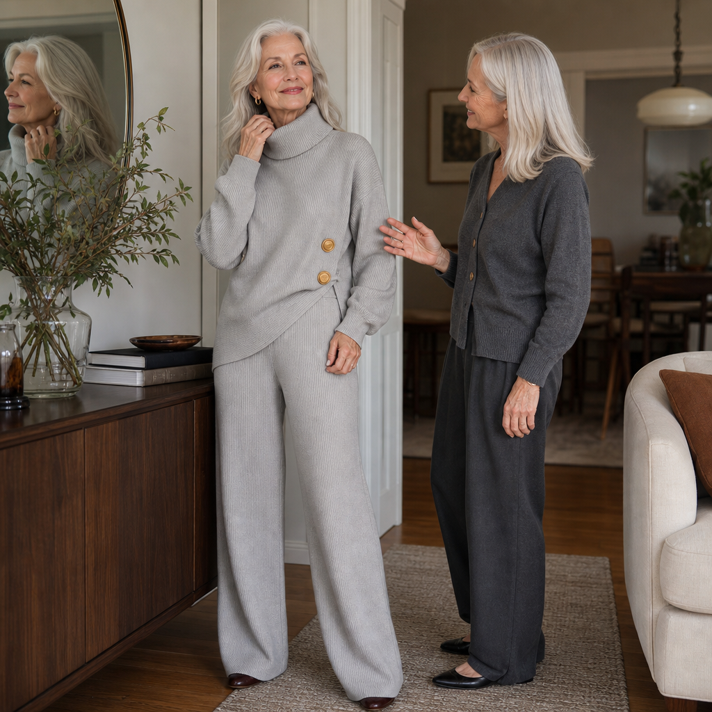 Wearbella – Set dzianinowy z asymetrycznym dołem i golfem