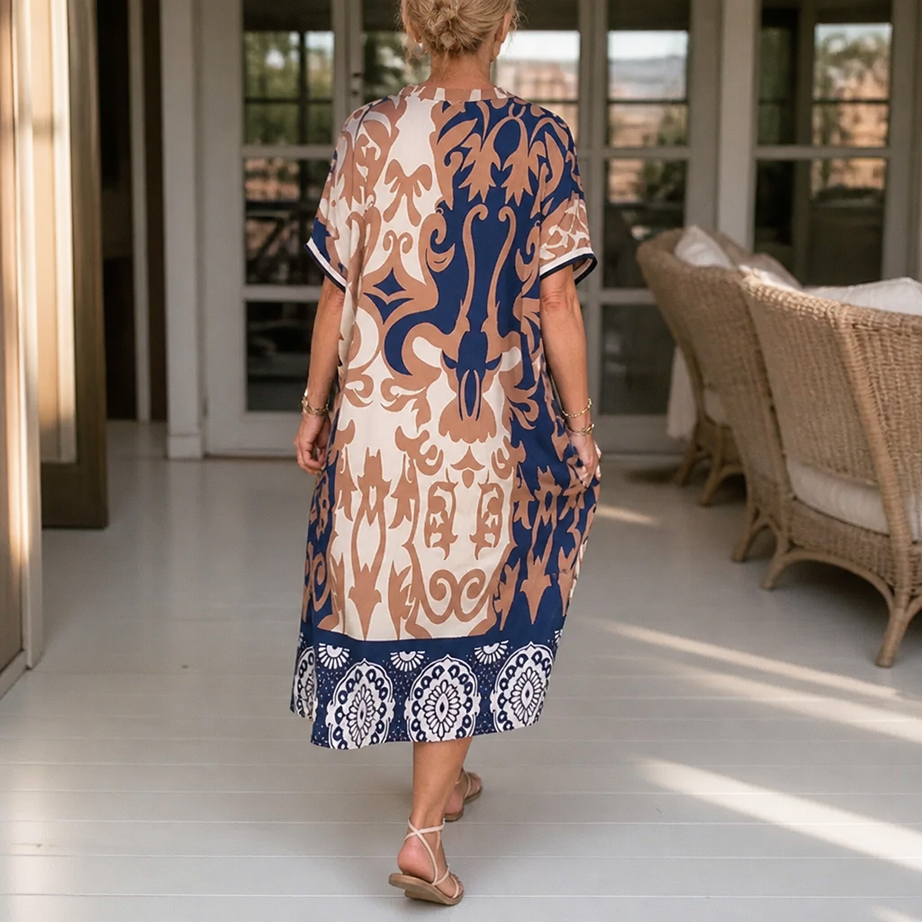 Wearbella – Lös klänning midi z urringning i form av litery V