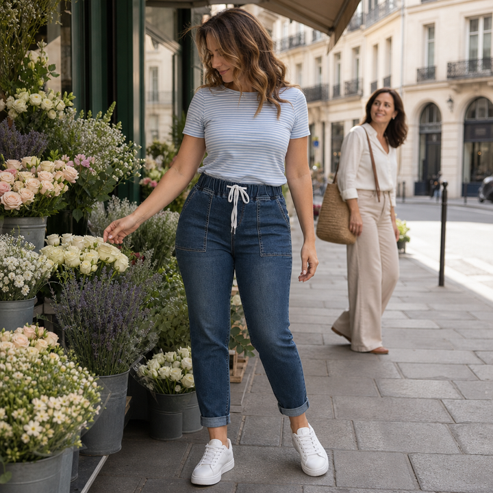 Wearbella – Jeans z elastycznym paskiem i snöre ściągającym