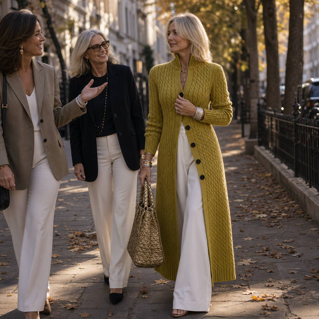 Cablemere – Kofta Duster z Hög Kołnierzem i Splotem Warkoczowym