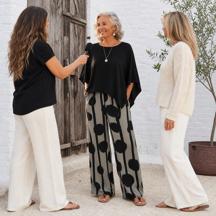 Lunetta – Asymetryczny Poncho Top i Breda Byxor