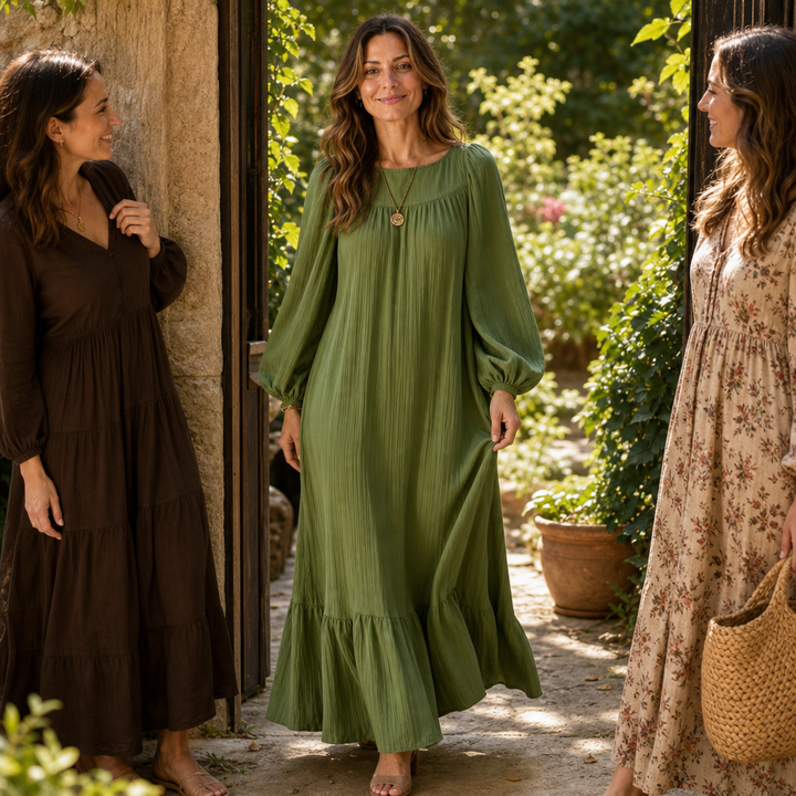 Wearbella – OverStorlekd Biskupa Ärm Boho Maxi Klänning