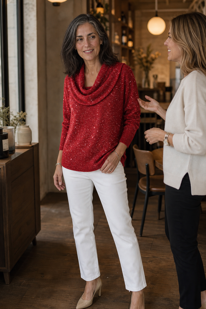 Sparkle – Lång top z urringning w łódkę