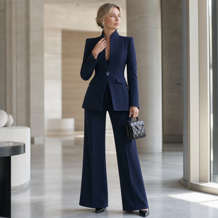 Wearbella – Żakiet z kołnierzem stójkowym i kjol z rozkloszowanymi ben