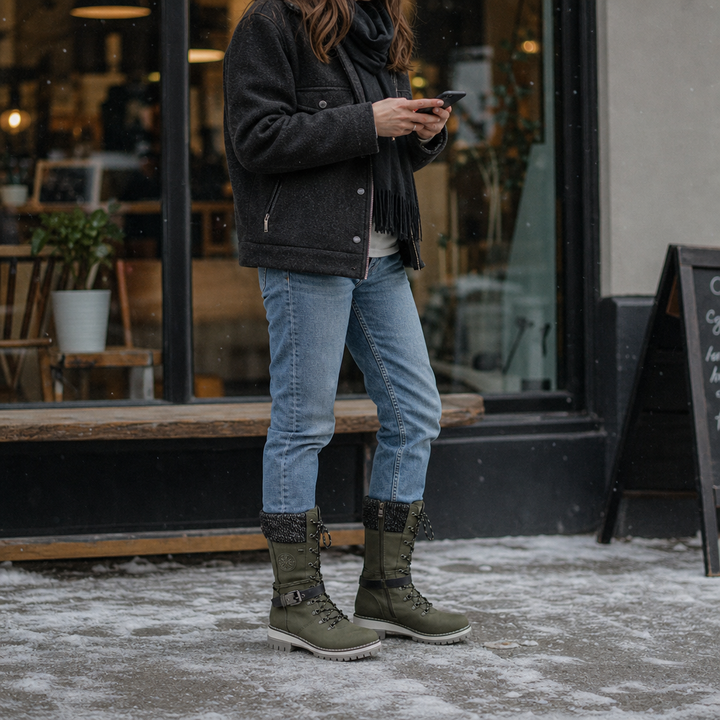 Snowbella – Vinter Skor knähöga på sidan på Dragkedja