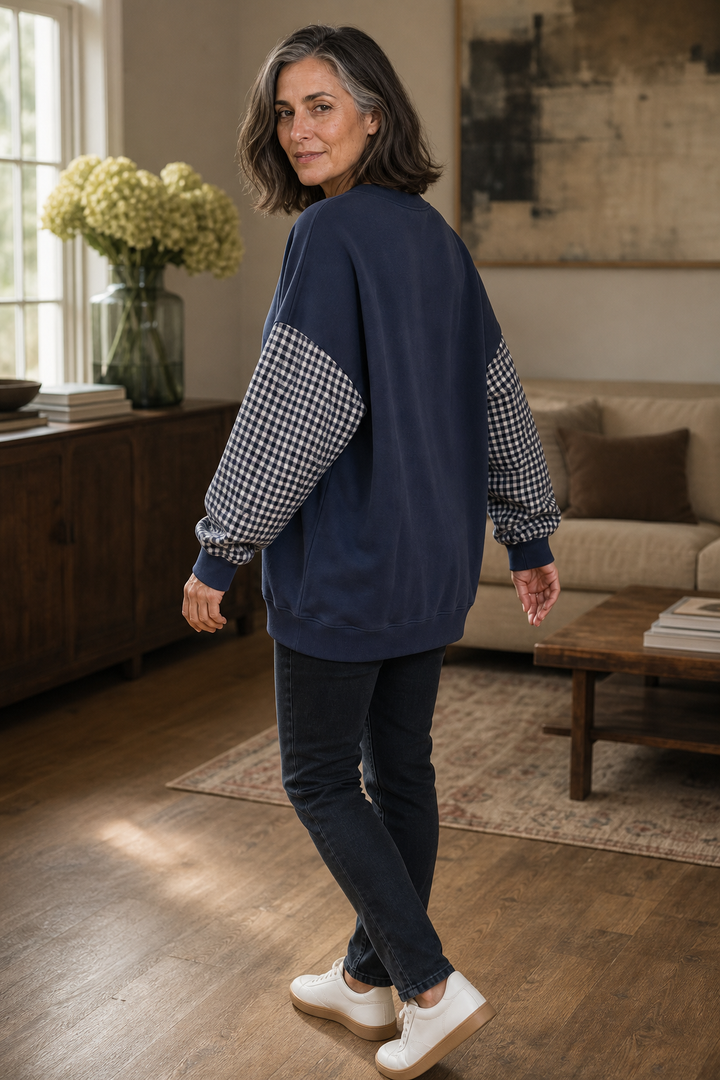 Blockline – Lös blus w kratę typu patchwork