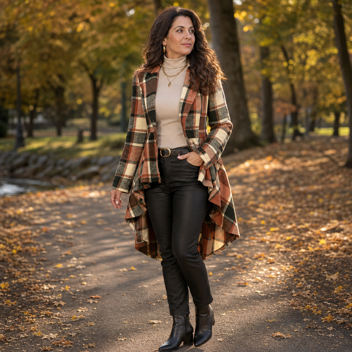 Cinchella – Kamizelka w kratę z peplum w stilu high-low