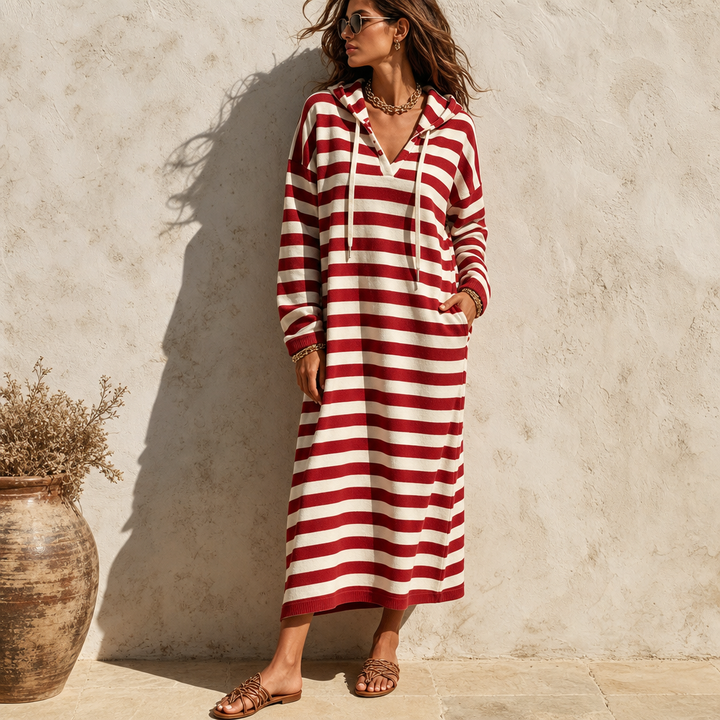 Wearbella – Pasiasta Klänning Maxi z Kapturem