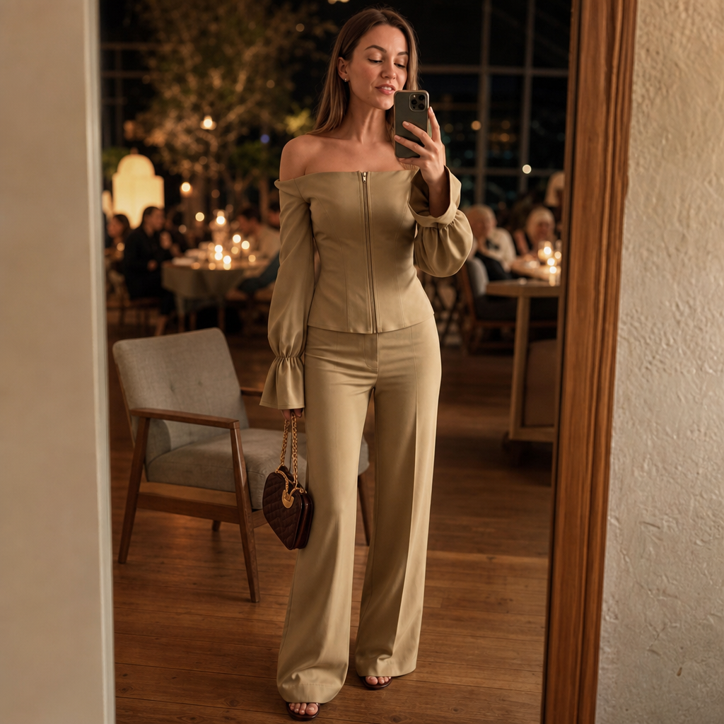 Wearbella – Blus z Odkrytymi Ramionami i Byxor z Vida ben