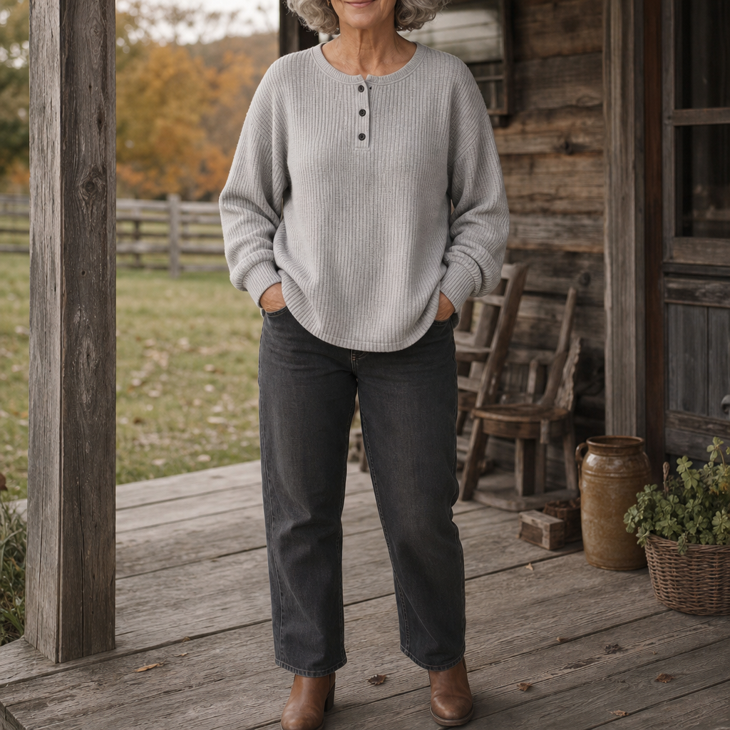 Wearla – Żebrowany top typu Henley z dzianiny waffle