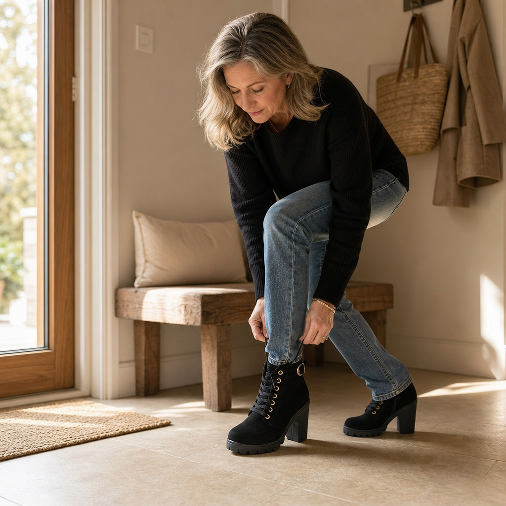 Steadē – Platforma Bred Chunky Obcas Boots ankelhöga