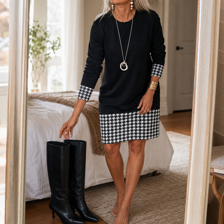 Wearbella – Klänning A-Line w Kratę med lång ärm