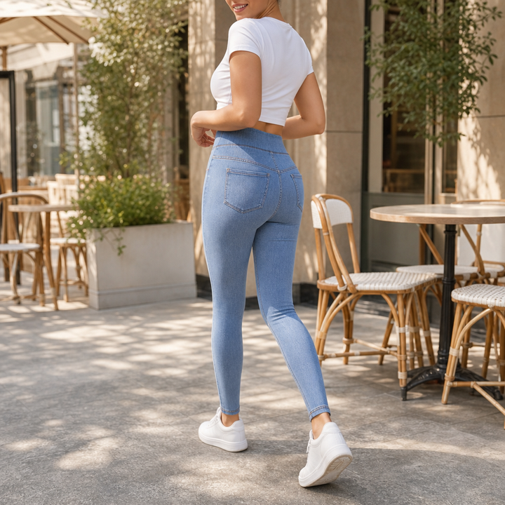 Slimwaist – Jeansy o hög stanie i zwężanych nogawkach