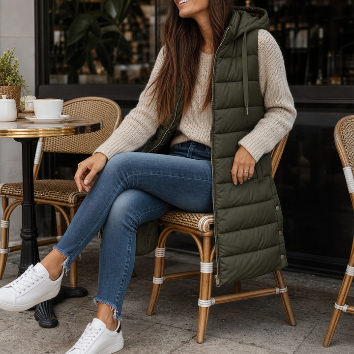 Wearbella – Lång kamizelka puchowa med dragkedja