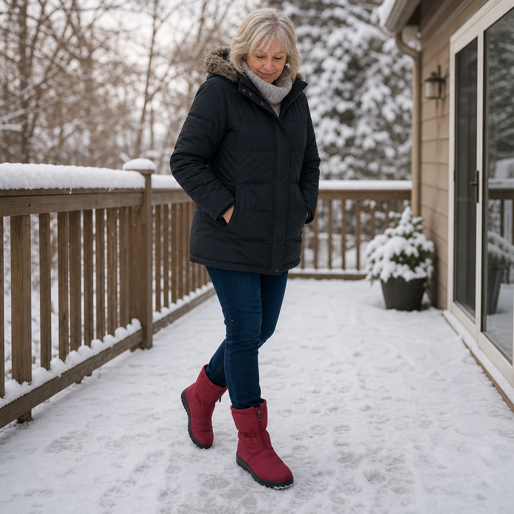Frostbella – Pikowane Śniegowce på Dragkedja för Łydki