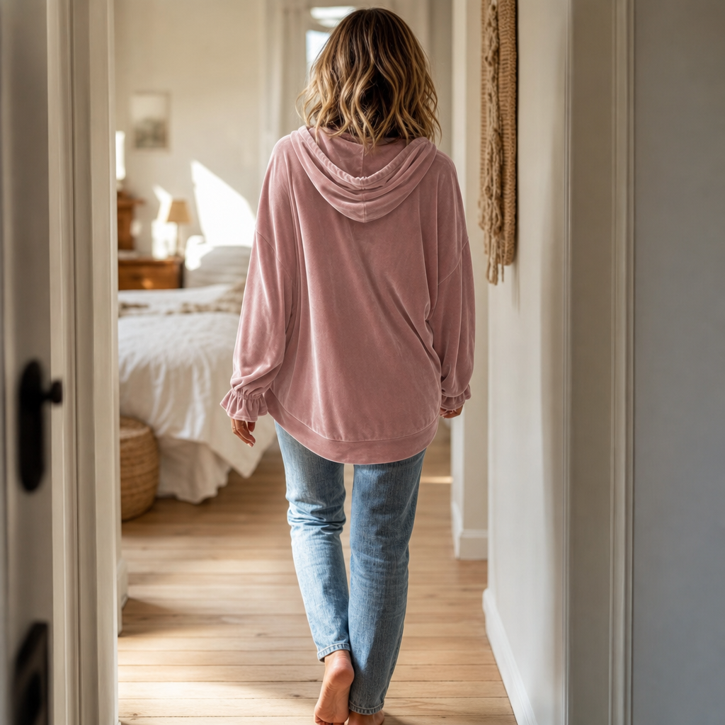 Wearbella – Lös tröja z falbaniastymi mankietami z weluru