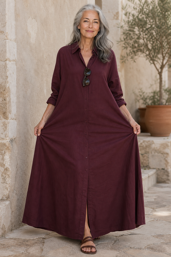 Wearbella – OverStorlekd Bawełnowo-Lnianą Klänning Maxi