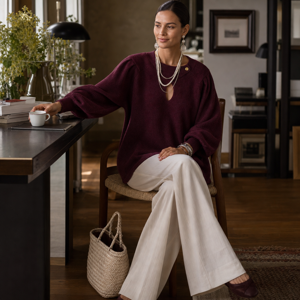Wearbella – Tröja z wycięciem i form av łzy i ręKaffemi lampionowymi