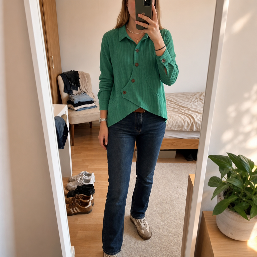 Draperau – Asymetryczny top z dzianiny waffle