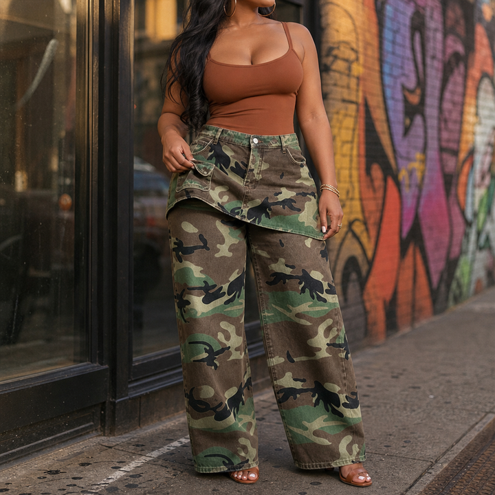 Camo Muse – Retro Kamuflażowe Jeansy z Vida ben
