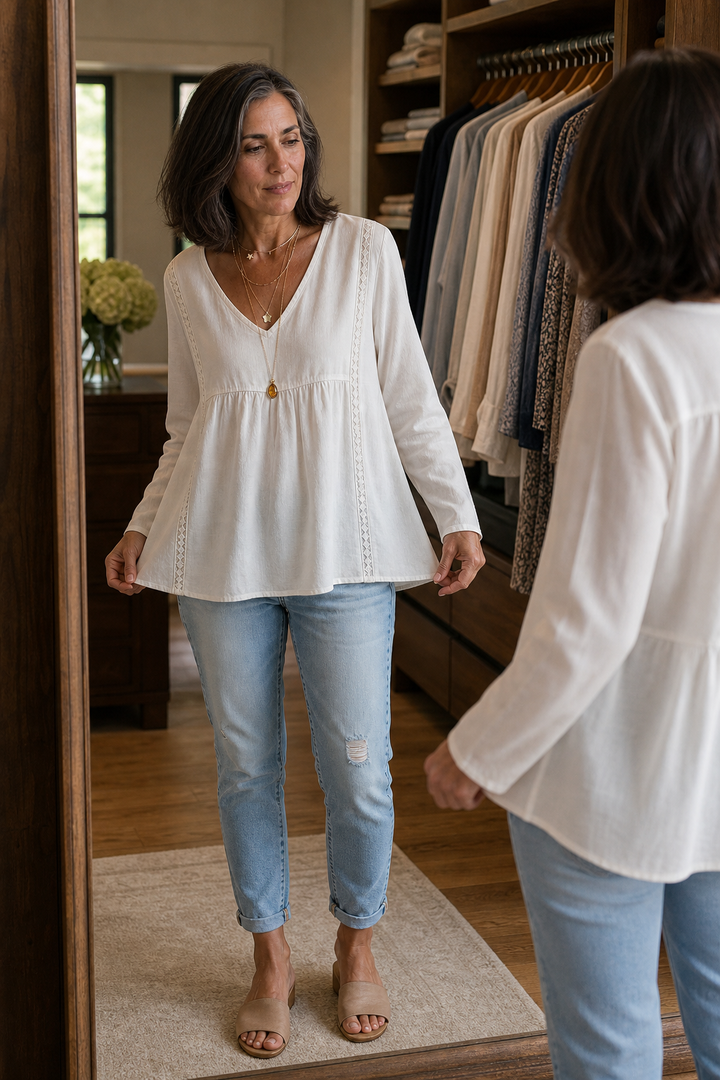 Wearbella – Blus med lång ärm w stilu koronkowym z urringning w v-ringning