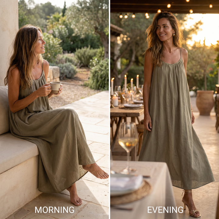 Soleia – Sommar Maxi Klänning z Odkrytym Plecami