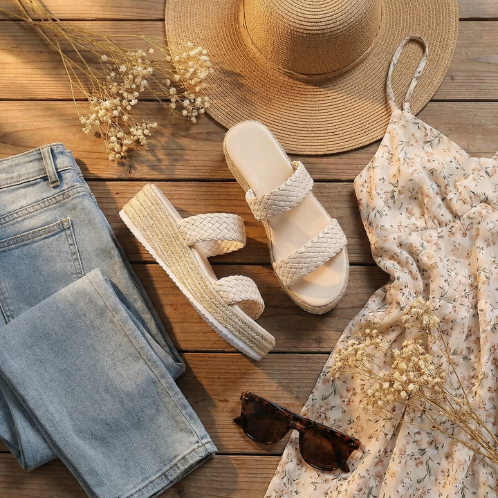 Solara – Sandaler på plattform z plecionką