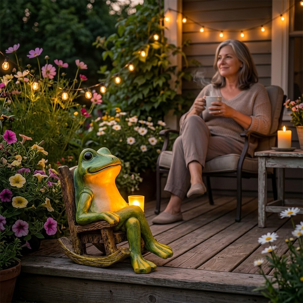 Glowfrog - świecąca żaba ogrodowa w bujanym fotelu
