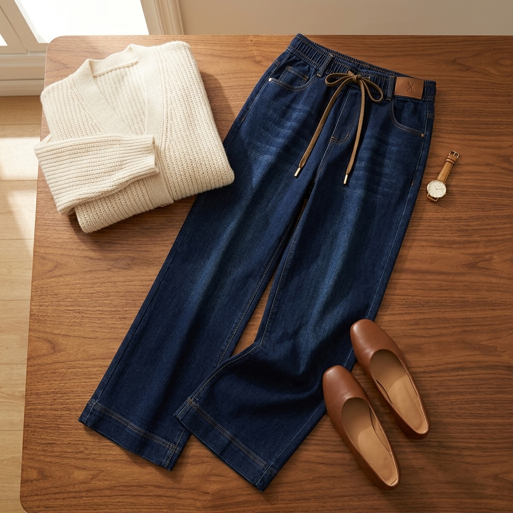 Velora – Byxor denim z vida ben på sznurek