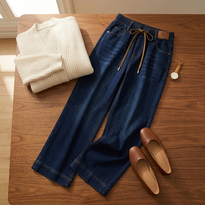 Velora – Byxor denim z vida ben på sznurek