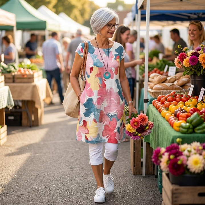 Florella – Sommar klänning w kwiaty akwarelowe