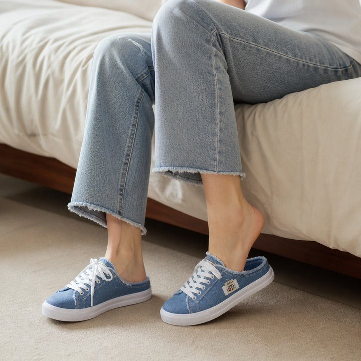 Vellora – Zniszczone Denim Sneakers Slip-On