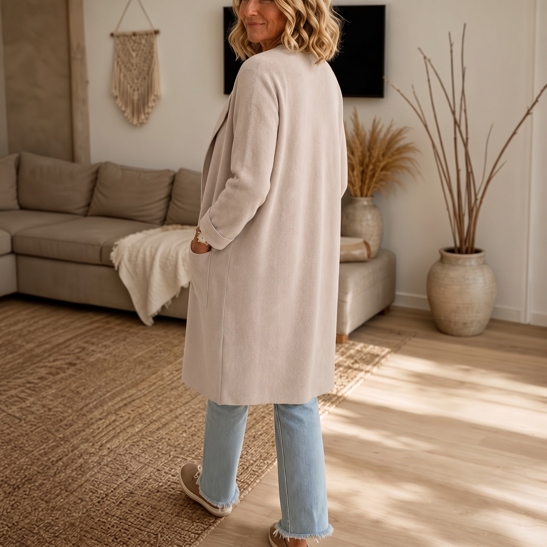 Draperie – Lång kappa z ull z otwartym przodem