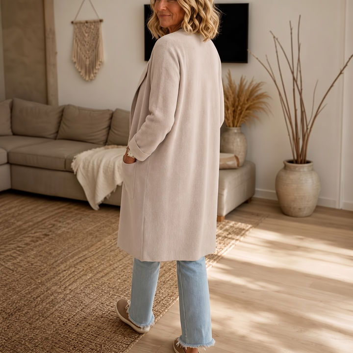 Draperie – Lång kappa z ull z otwartym przodem