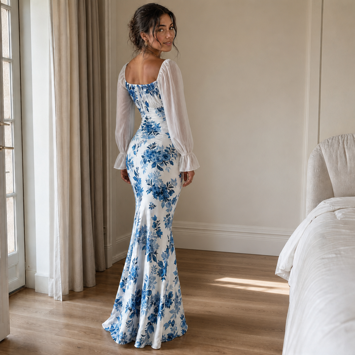 Wearbella – Blommig Klänning Maxi z Wiązaniem på Przodzie